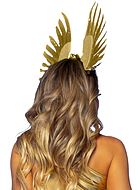 Golden angel, costume headgear, wings, feathers, flowers